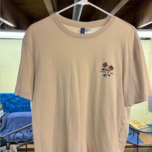 Divided Beige Short Sleeve Tee with Floral Graphic